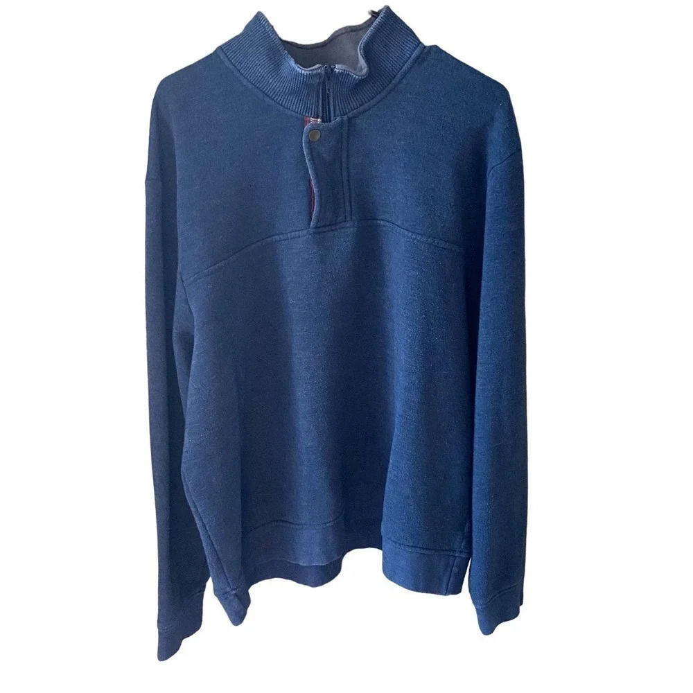 Orvis Long Sleeve Blue Quarter-Zip Snap Closure Warm Sweatshirt Men’s Size XL